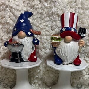 Hobby Lobby Patriotic Red White and Blue Gnome BBQ Figurines